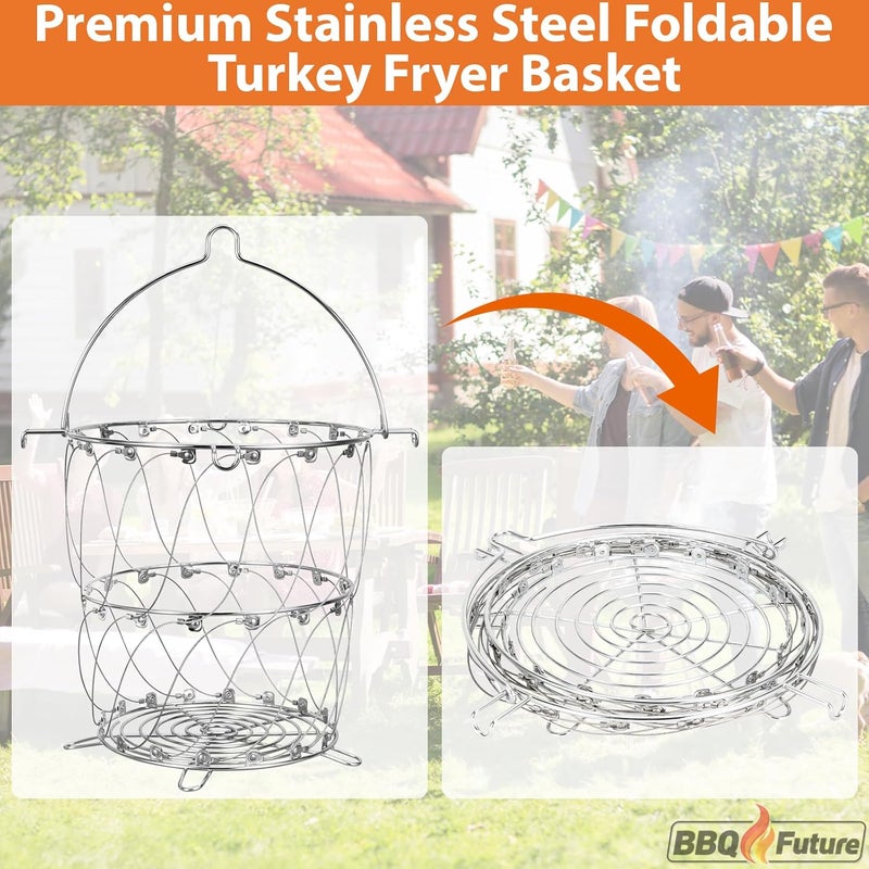 BBQ Future Turkey Fryer Better Basket and 9” Diameter Bunk Bed Basket for Char-Broil Turkey Fryer Parts Kit, Turkey Fryers Basket Turkey Holder Tray Accessories Kit - Image 4